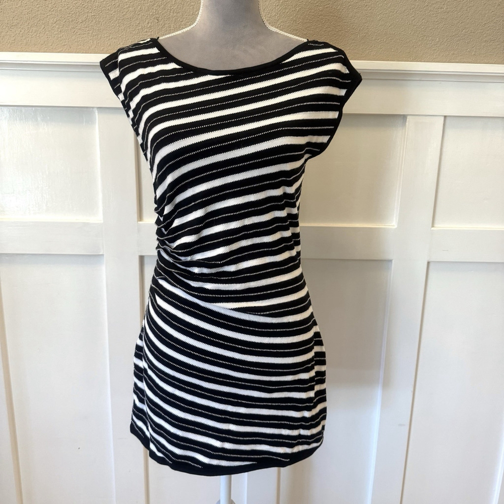 White House Black Market Stripe Body Con Knit Mini Dress Size:M